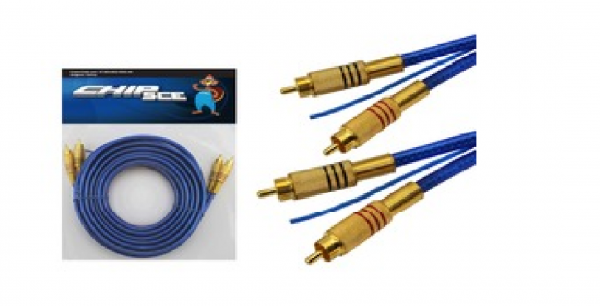 cabo 2rca+2rca azul-profissional c/fio terra 5mt blister